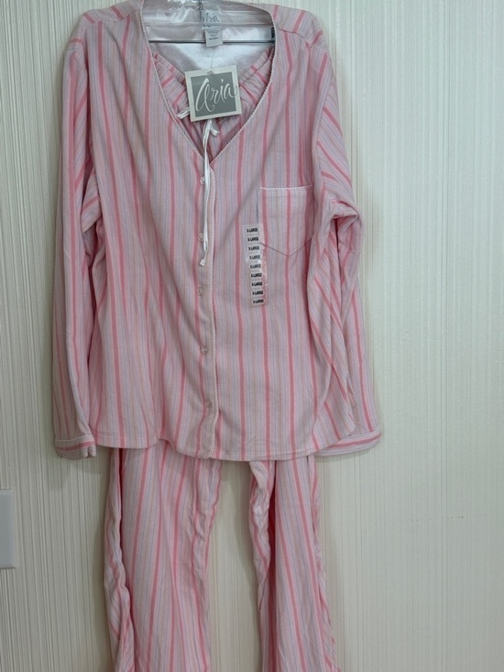 Aria Pink and White Striped Pajama Set